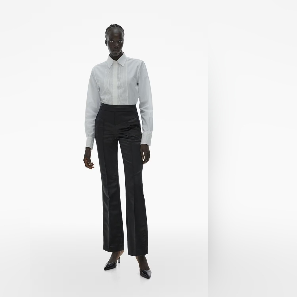Helmut Lang Tux Satin Pant in Black